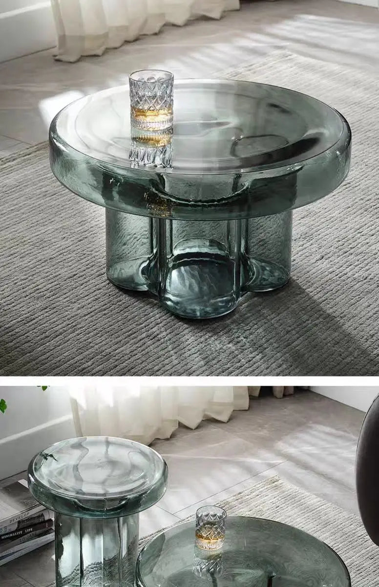 Italian Coffee Table Living Room Art Side Table Combination Coffee Table Round Coffee Tables Light Luxury Round Glass Tables