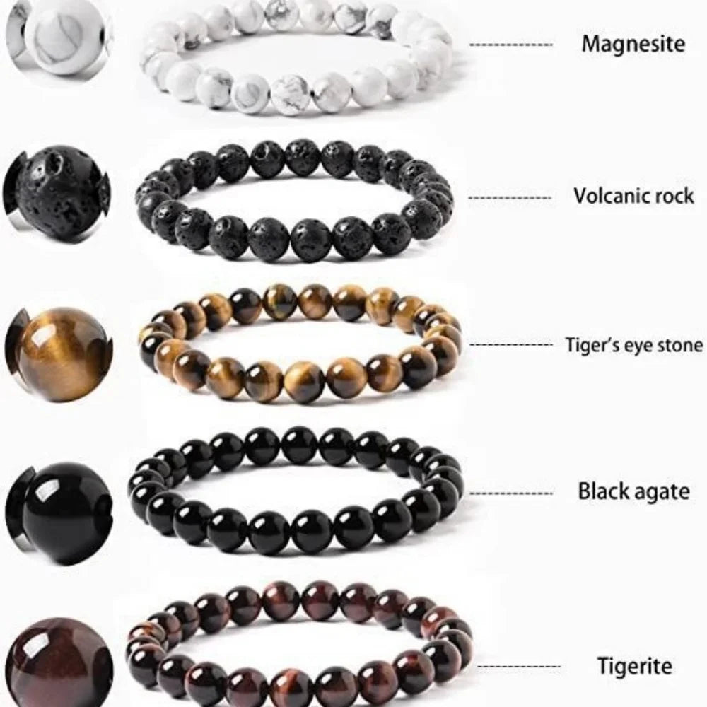 Natural Stone Round Beads Bracelet Rose Quartz Chakra Healing Crystal Elastic Stretch Bangle For Women Men Jewelry Gift