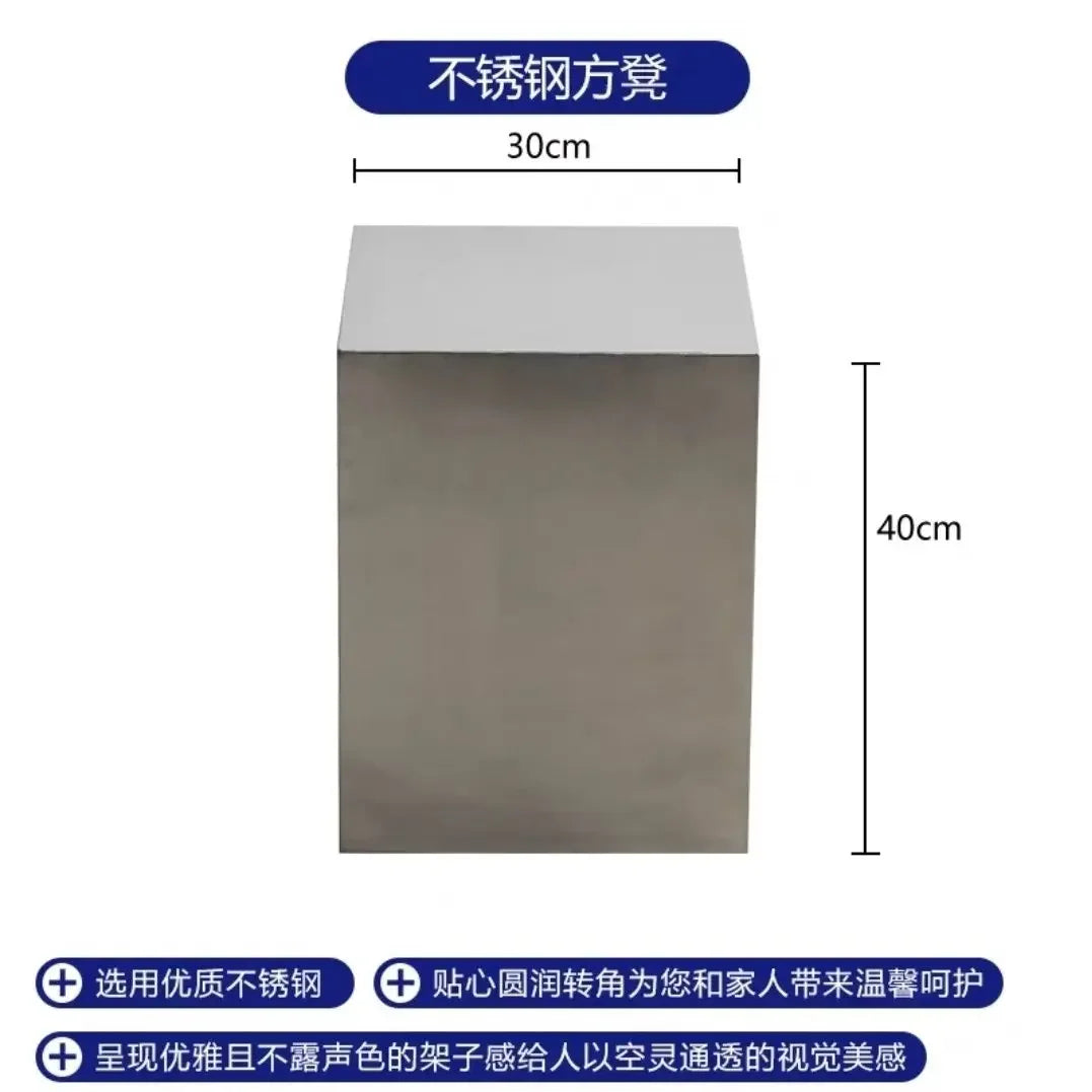 Nordic Creative Stainless Steel Dining Stool Home Light Luxury Living Room Sofa Side Table Balcony Storage Coffee Tables