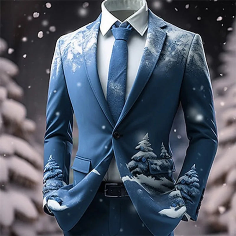 Christmas Outfit Men New Year Suit with Tie Long Sleeve Jacket Xmas Event Costume Fashion Carnival Party Coat Adult 2025 New