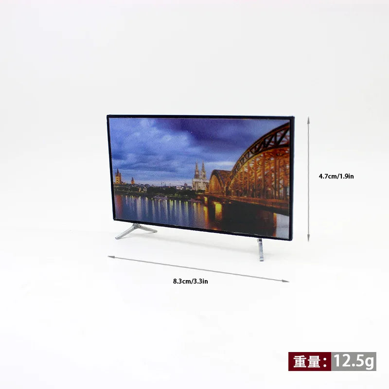 1/12 Dollhouse Mini TV with Stand  TV Scale Miniature Model Home Decor Decoration Toys Gift Doll House Accessories Crafts