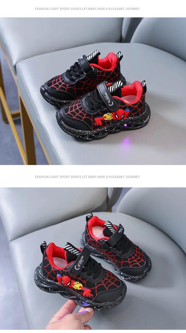 2023 New Spider-man Children's Shoes Boys Sneaker With Lights Spring Led Kids Boys Sports Children Shoes Casual