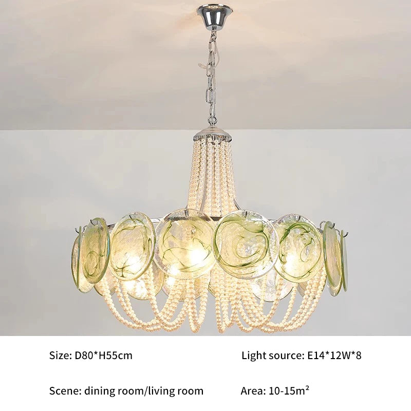 French Round  Murano Glass Chandelier led Pearl lamp for Living Dining Room Bedroom Kitchen Hanging Lamps indoor Hanging lamp