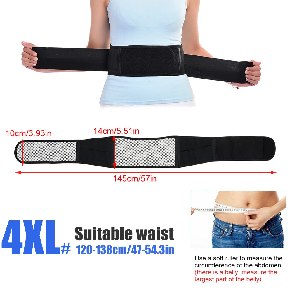 1PCS Adjustable Heating Lower Back Brace Support Belt with Magnetic Therapy for Pain Relief – Heated Lumbar Waist Wrap