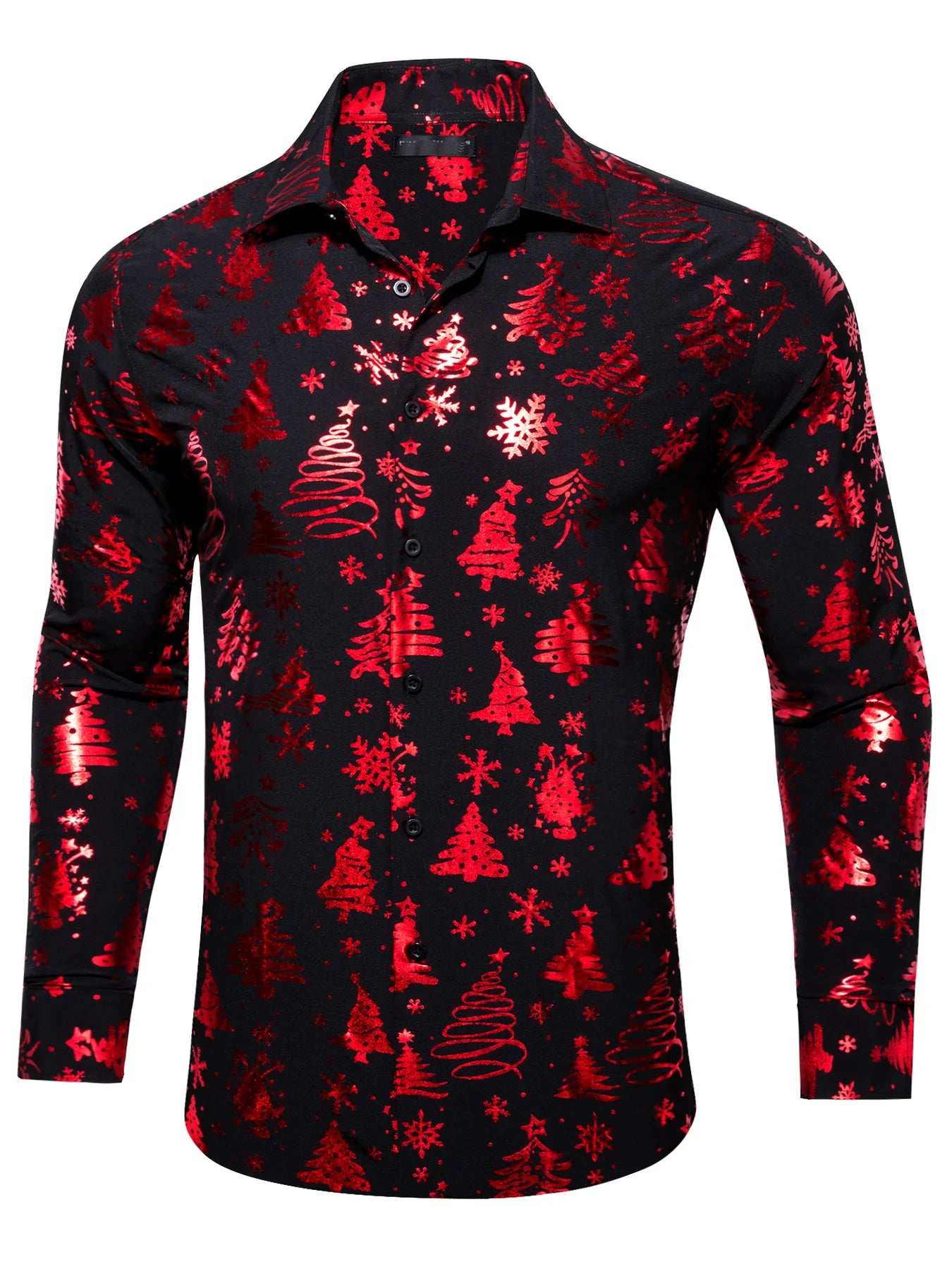 Christmas Theme Men's Golden Christmas Tree 3D Printed Formal Shirts Christmas Graphic Long Sleeve Shirt Fashion Men's Shirts