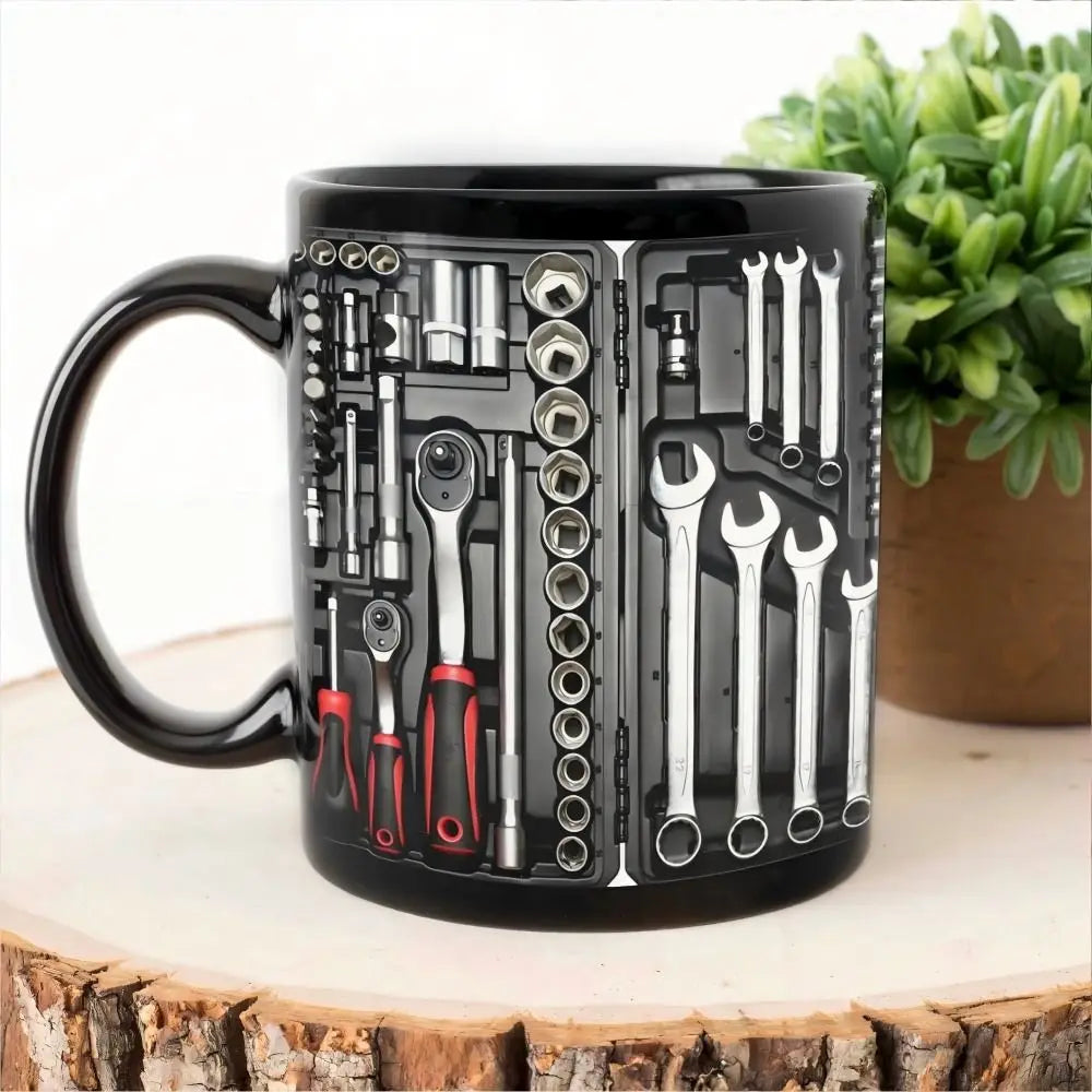 Funny 325ml Coffee Mug Ceramic Toolbox Design Mechanic Water Cup Sturdy Wrench Pattern Mechanic Mug Auto/Car Mechanic Gift