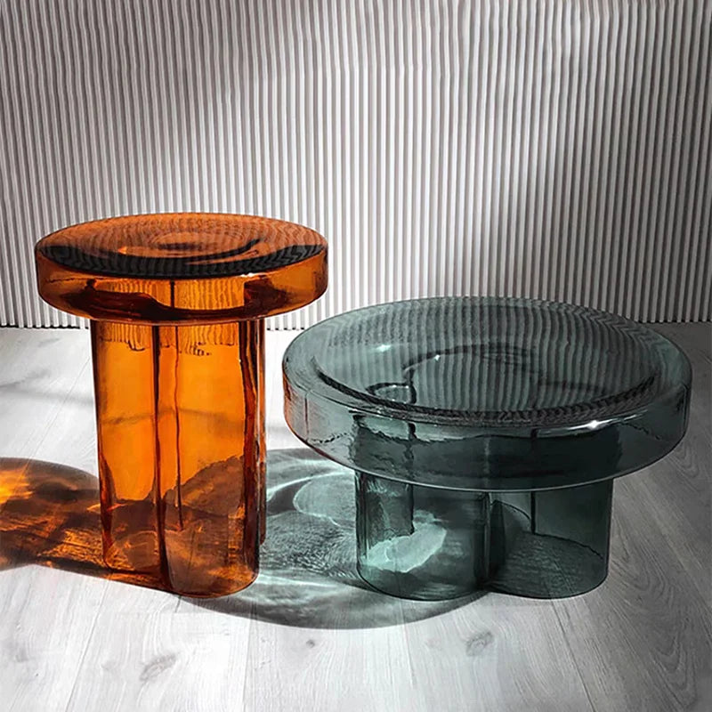 Italian Coffee Table Living Room Art Side Table Combination Coffee Table Round Coffee Tables Light Luxury Round Glass Tables