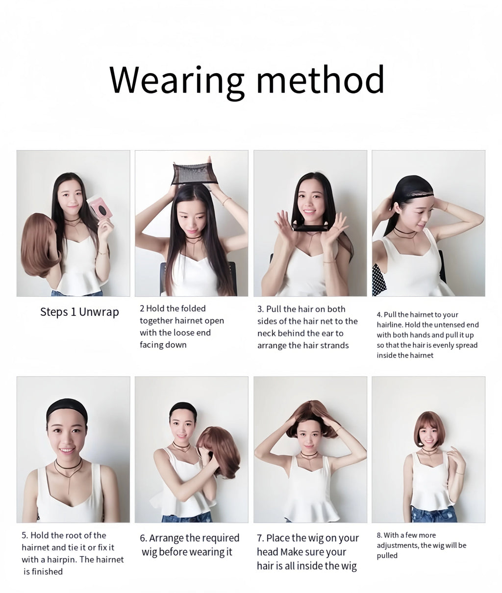 Fashion European and American dyed bobo wig female short straight hair black gradient wine red synthetic fiber hair