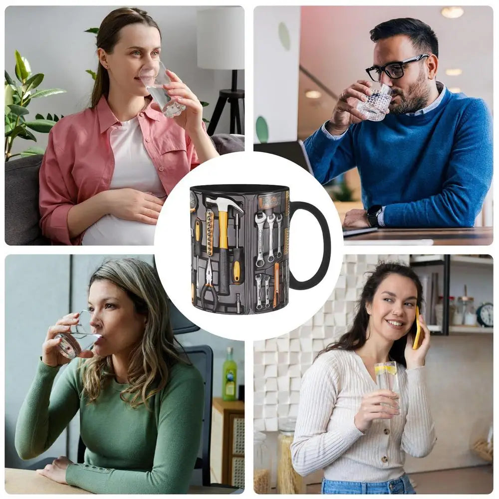 Mechanic Black Mug Black Ceramic Coffee Cup For Mechanics Large Toolbox Coffee Cup Tea Mug For Water Whiskey Soup Juice Wine