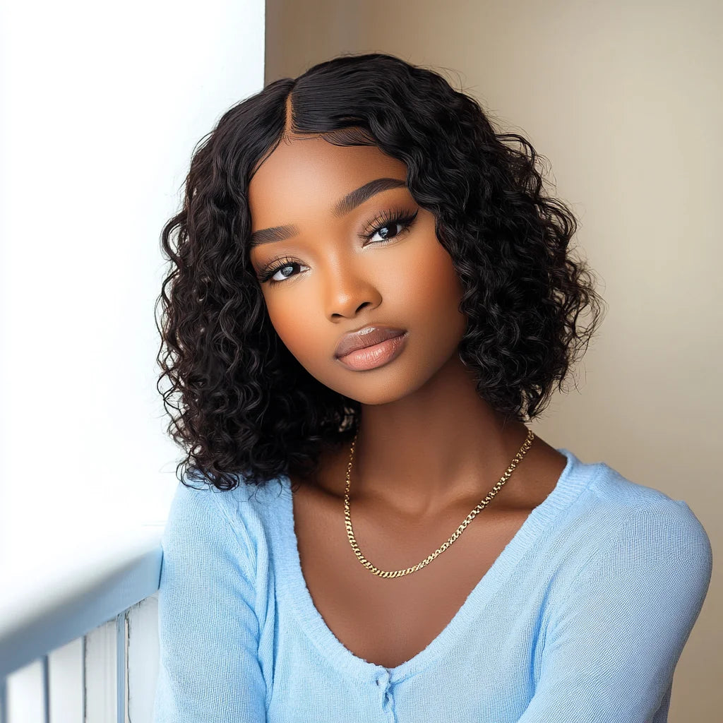Sleek Short Curly Bob Lace Wigs Highlight Curly Human Hair Wigs For Women P4/30/27 Highlight Colored Deep Wave Curly Lace Wigs