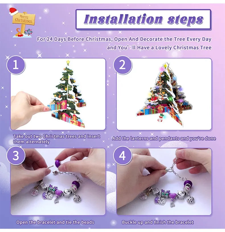 Themed 24-Bead Strand Bracelet Gift Box Blind Box DIY Jewelry Present Countdown Calendar Arrival Festival