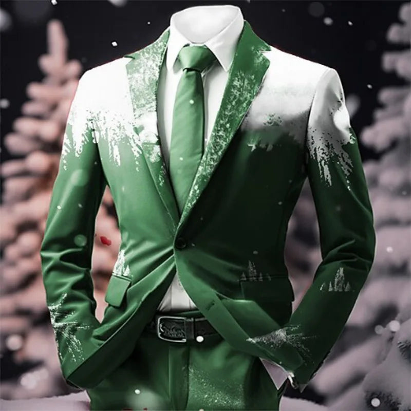 Christmas Outfit Men New Year Suit with Tie Long Sleeve Jacket Xmas Event Costume Fashion Carnival Party Coat Adult 2025 New