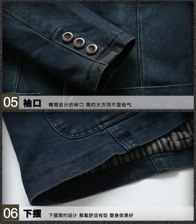 2026 New Men's Army Green Long-sleeve Suit Jacket, Blue Denim Coats, Black and Khaki Blazers, New 2026.