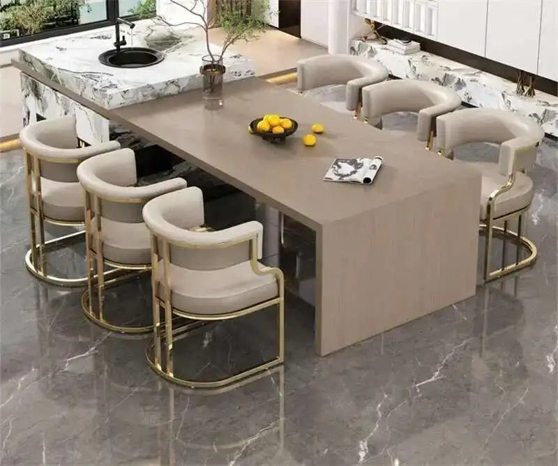 Luxury golden Dining Chairs wrought Iron Backrest Armchair Kitchen Modern Dining Room Furniture Home Bedroom Salon Makeup Chair