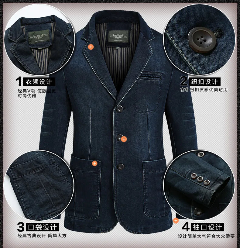 2026 New Men's Army Green Long-sleeve Suit Jacket, Blue Denim Coats, Black and Khaki Blazers, New 2026.