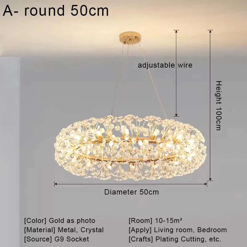 Modern Crystal Led Ceiling Pendant Lamps Home Decoration Hanging Light Fixture Dining Room Bedroom Living Room Chandelier Lustre