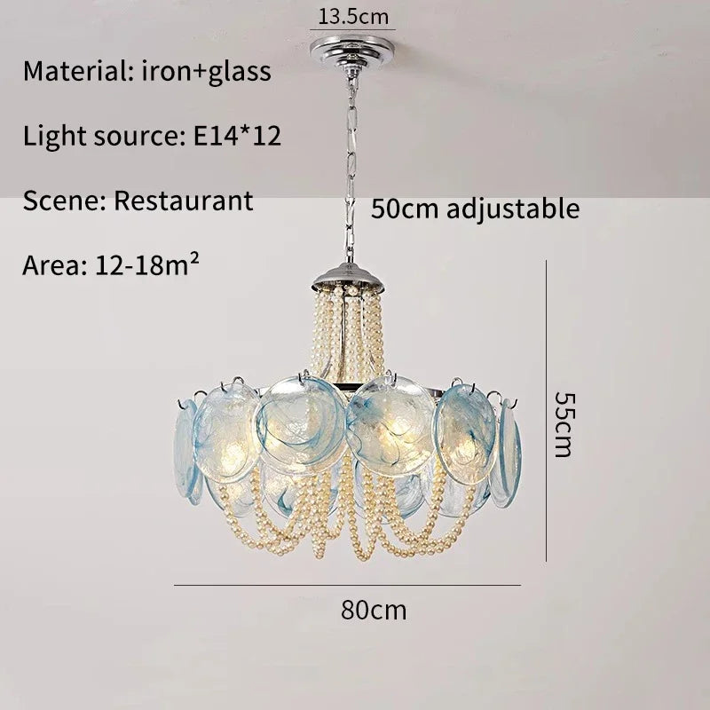French Round  Murano Glass Chandelier led Pearl lamp for Living Dining Room Bedroom Kitchen Hanging Lamps indoor Hanging lamp