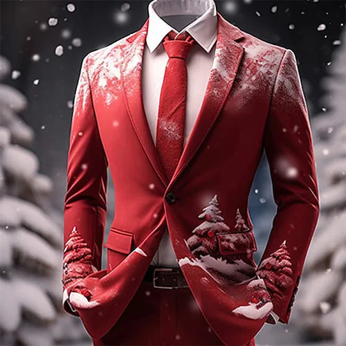 Christmas Outfit Men New Year Suit with Tie Long Sleeve Jacket Xmas Event Costume Fashion Carnival Party Coat Adult 2025 New
