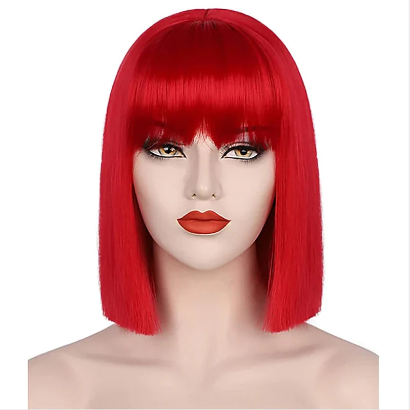 HAIRJOY Synthetic Hair Women  Red Short Straight  Wig for Cosplay Party