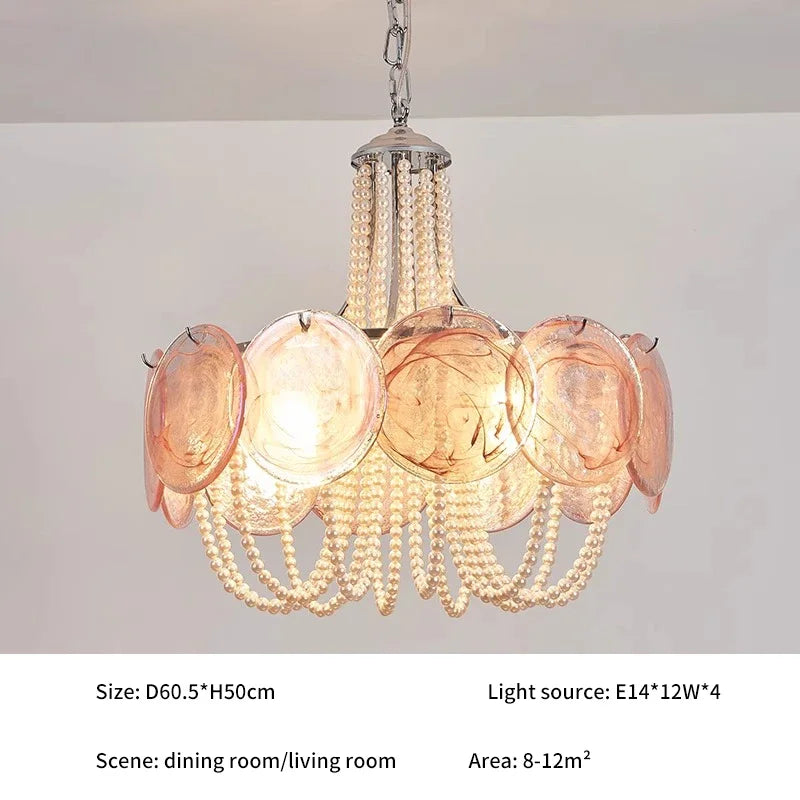 French Round  Murano Glass Chandelier led Pearl lamp for Living Dining Room Bedroom Kitchen Hanging Lamps indoor Hanging lamp