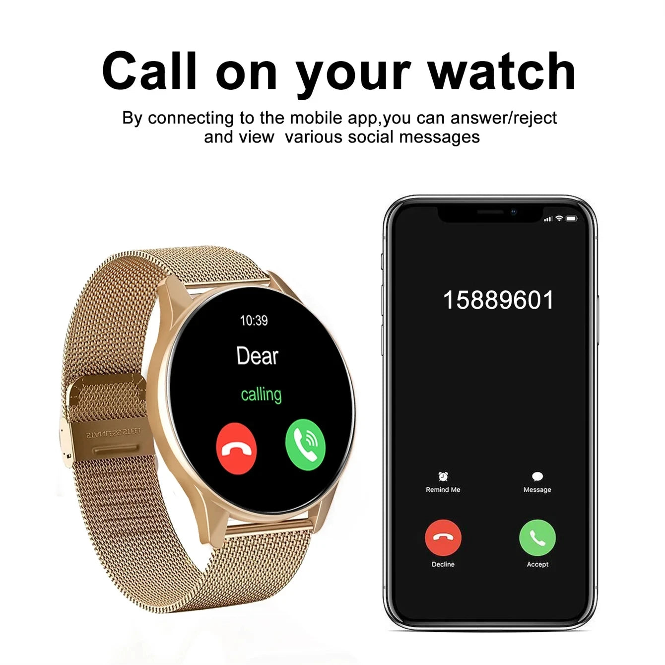 New Global Smartwatch for Android/IOS Phone Wireless Call Answer Heart Rate Blood Pressure Monitoring Message Push for Men Women
