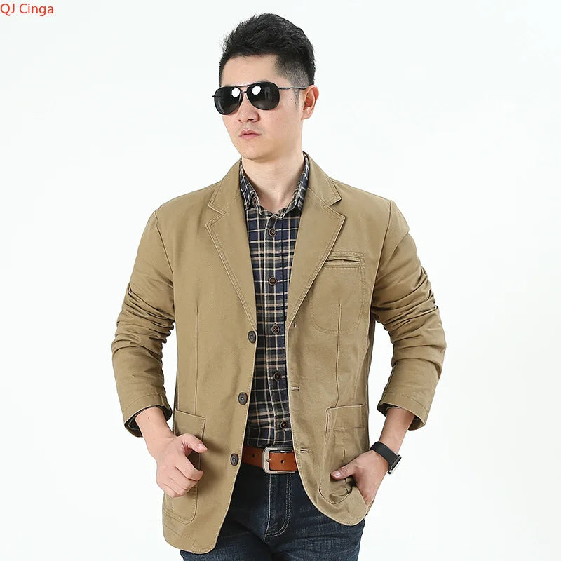 2026 New Men's Army Green Long-sleeve Suit Jacket, Blue Denim Coats, Black and Khaki Blazers, New 2026.
