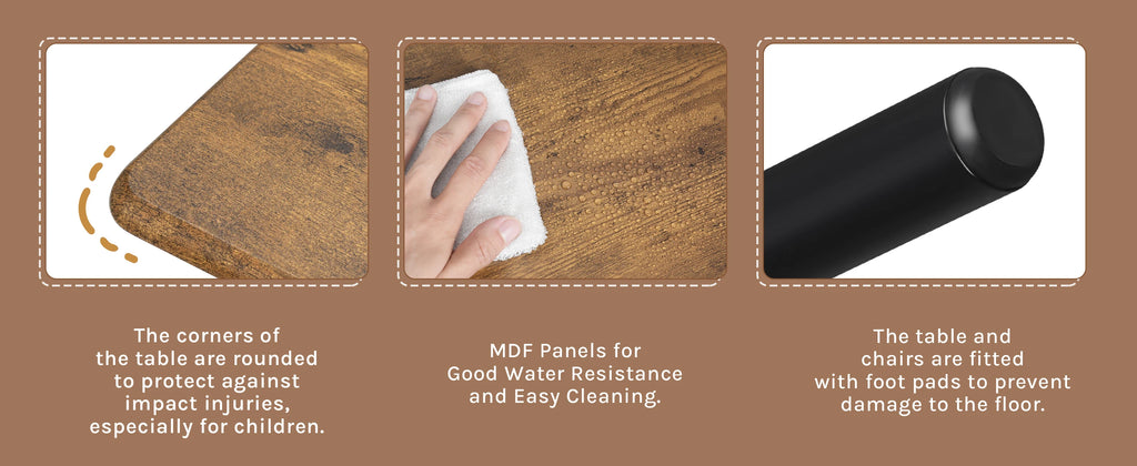 WOLTU Dining Set Dining Table with 4 Chairs for 4 Seat Metal Frame Kitchen Table Rectangular Restaurant Table Dining Room