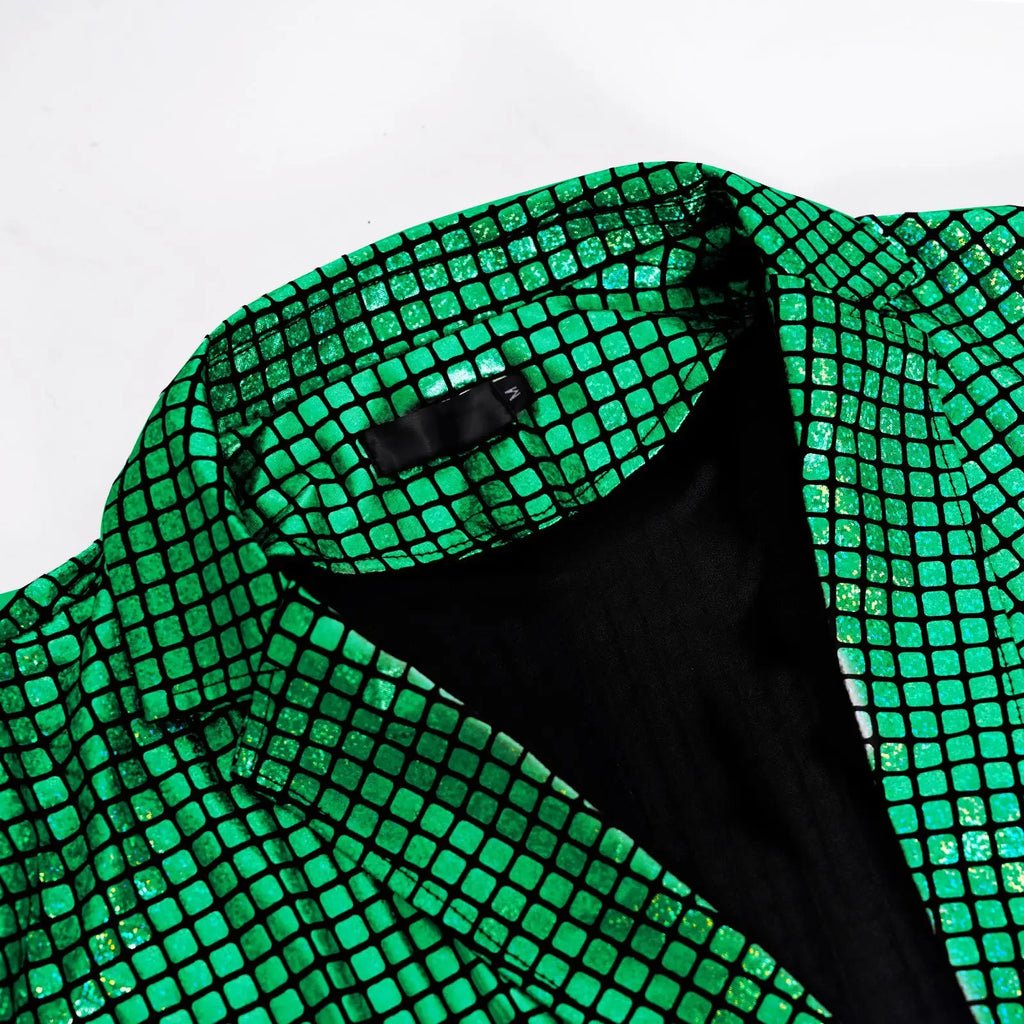 Men's New Cool Performance Set, Sequin Gold Stamping Business Casual Two-piece, One-row Two-button Slim-fit Blazer + Trousers