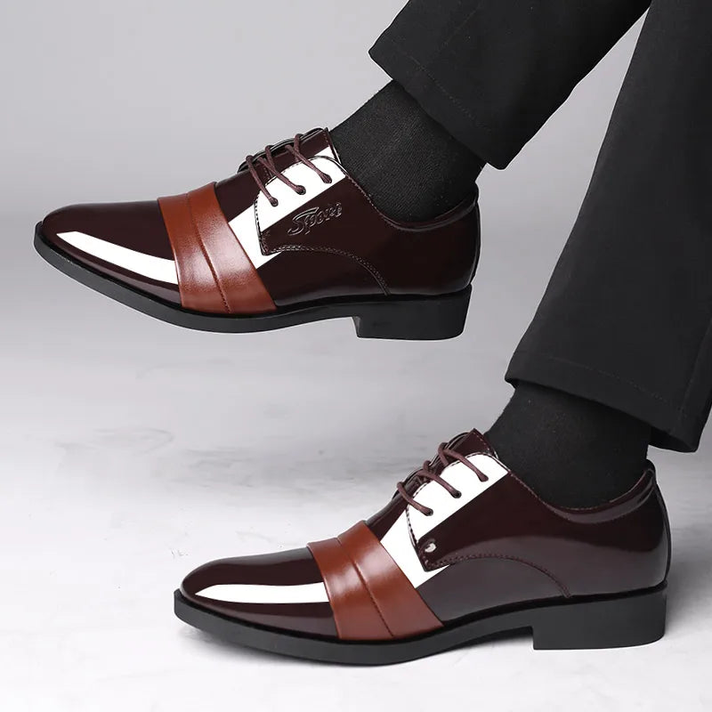 Social Shoe for Men Casual Business Patent Leather Shoes Man Bright Upper Pointed Toe 2025 Trend Office Suit Footwear New