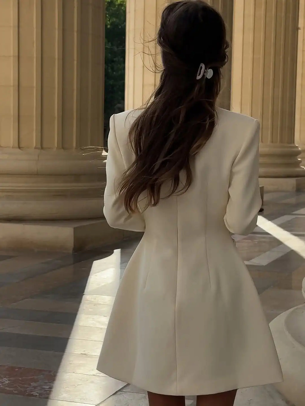 Elegant Stand Collar Mini Dress Women Casual Single Breasted Full Sleeve Cinched-waist Short Dresses Lady Evening Dinner Gowns