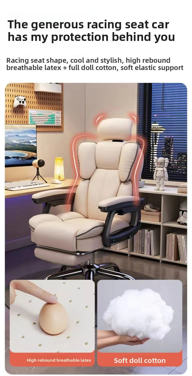 Computer Chair Reclining Comfortable Sedentary Gaming Chair Backrest Sofa Chair Desk Dormitory Live Study Swivel Chair Furniture