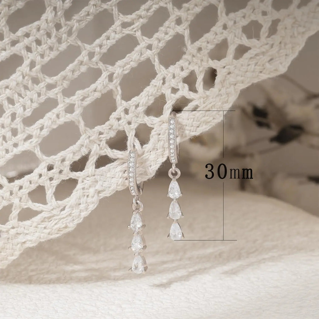 14K Gold Plated TearDrop Dangle Earrings for Women - Dainty, Trendy, Hypoallergenic CZ Drop Earrings - Christmas Gift