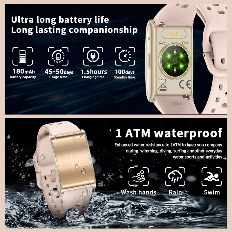 LIGE No Screen Smart Watch Woman Sports Outdoors Fitness Heart Rate Monitor 1ATM Waterproof New Smartwatch For Andrio IOS 2025
