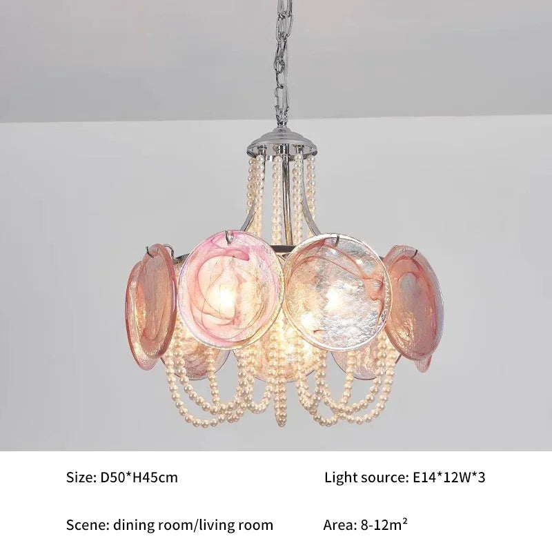 French Round  Murano Glass Chandelier led Pearl lamp for Living Dining Room Bedroom Kitchen Hanging Lamps indoor Hanging lamp
