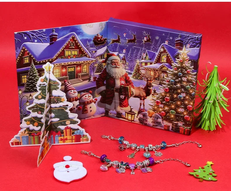 Themed 24-Bead Strand Bracelet Gift Box Blind Box DIY Jewelry Present Countdown Calendar Arrival Festival