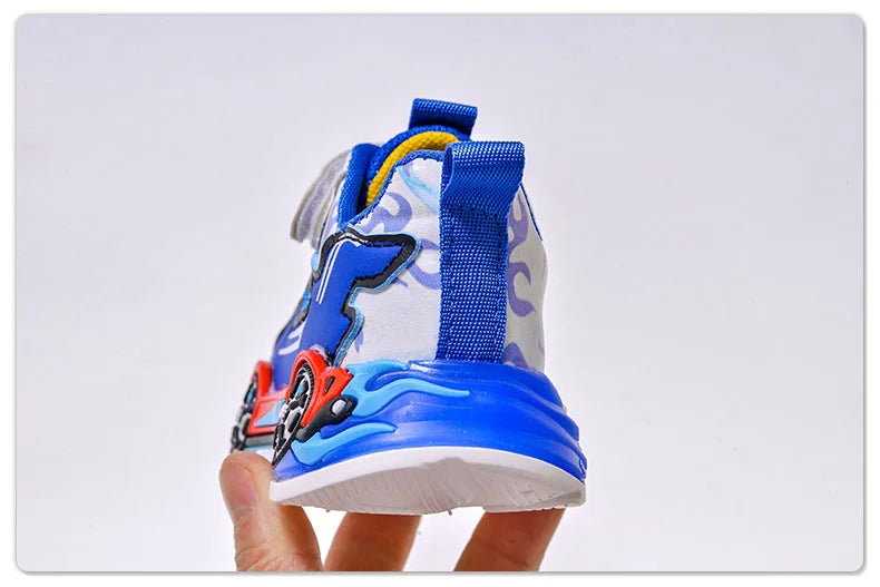 Spring Kids Shoes New Fashion Versatile Casual Shoe Anti Slip Cartoon Car Boy Shoe LED Lights Simple Trendy Sneakers Кроссовки