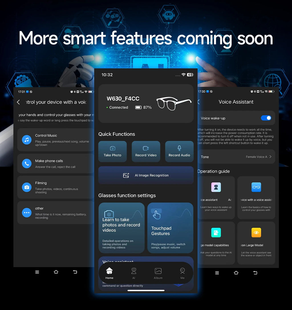 AI Smart Glasses 8 Million Pixels Recording Videos Photo Recognition Answer Translation 290mAh IP66 Waterproof Bluetooth Glasses