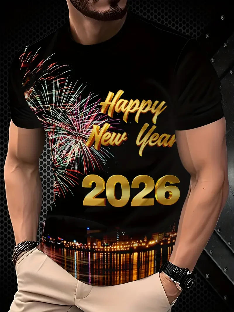 2026 Christmas T-Shirts Summer Funny Santa Claus Fashion Tops Tee Mens Shirts Summer Holiday Boys Casual Streetwear Clothing